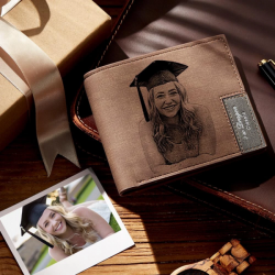 Men’s Custom Photo Engraved Wallet | Graduation Gifts