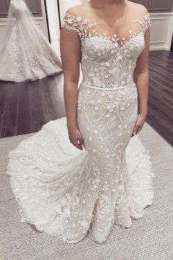 Schöne Hochzeitskleider Meerjungfrau Spitze | Brautkleid Cream