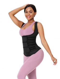 FeelinGirl Plus Size Waist Trainer Vest With 3 Rows of Eye and Hook