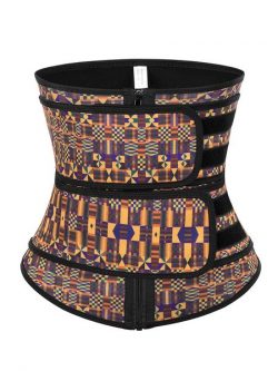 FeelinGirl Womens African Printing Latex Waist Trainer