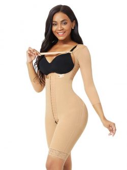 FeelinGirl Women’s One-Piece Shapewear Zipper Open Mid Thigh Bodysuit