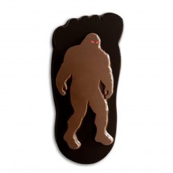 Fearsomely Delicious, Extra Thick, Milk Chocolate Sasquatch on 5 1/2″ Dark Chocolate Footprint!