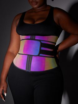 Rainbow Reflective Latex Waist Trainer 7 Steel Bones Slim Waist