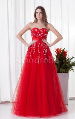 Robe de quinceanera longue col en forme de cœur manche nulle – GoodRobe