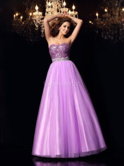 Robe de quinceanera pailleté longue jusqu’au sol de col en cœur avec zip – GoodRobe