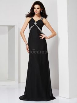 Robe de soirée longue gaine avec chiffon de traîne courte manche nulle – GoodRobe