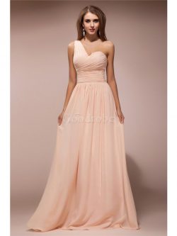 Robe de soirée naturel longue de fourreau d’épaule asymétrique fermeutre eclair – Go ...