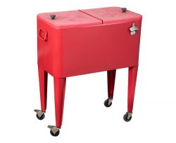 80QT 4 Wheel Rolling Beer Steel Patio Cooler Cart