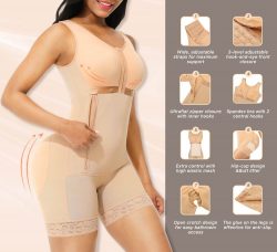 Sculptshe High Compression Full Body Shaper with Side Zipper