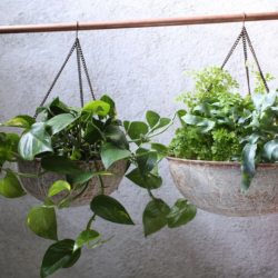 ABARI ROUND HANGING PLANTER | AGED ZINC