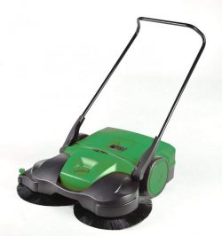 BI BG697 BIG GREEN COMMERCIAL BATTERY POWERED TRIPLE BRUSH PUSH POWER SWEEPER, 13.2 GAL GREEN 22 ...