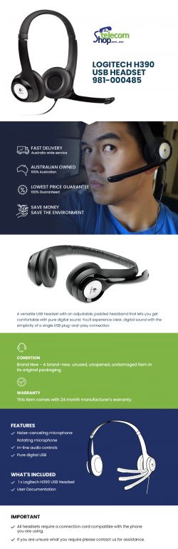 Buy Logitech H390 USB Headset 981-000485 from The Telecom Shop PTY Ltd