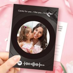 Mother’s Day Gift Custom Spotify Code Music Greeting Card Vinyl Record Style Custom Text Card