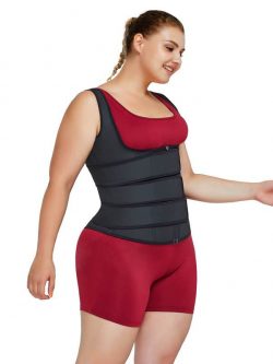 FeelinGirl Plus Size Latex Waist Trainer Vest with Three Belts