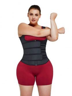 FeelinGirl Plus Size Latex Waist Trainer Vest with Three Belts