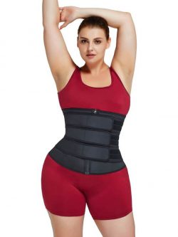 FeelinGirl Plus Size Steel Bones Waist Trainer Corset With 3 Waist Bel