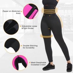 FeelinGirl Women Neoprene Capri Pants With Adjustable Trimmer Belt