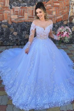 Designer Brautkleider Mit Ärmel | Hochzeistkleider Tüll mit Spitze