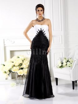 Abito Mamma Sposa Alta Vita Sirena in Tulle Senza Spalline con Applique – Gillne.it