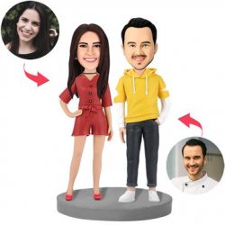 Fashion Couple In Casual Wear Custom Bobblehead With