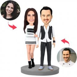 Modern Couple Custom Bobblehead With Engraved