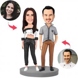 Modern Sexy Couple Custom Bobblehead With Engraved