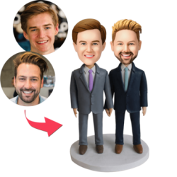 Same-sex Male Couple Custom Bobblehead With Engraved