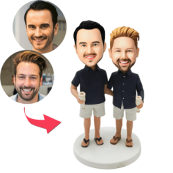 Casual Same-sex Male Couple Custom Bobblehead With