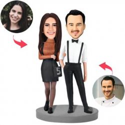 Modern Couple In Formal Wear Custom Bobblehead With