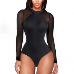 Junlan Women Bodysuit Long Sleeve Turtleneck Shapewear