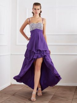 Reißverschluss Prinzessin Perlenbesetztes A-Line Abendkleid aus Chiffon – MeKleid.de