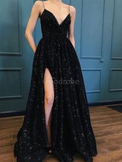 Robe de bal de col en v de traîne courte de princesse séduisant naturel – GoodRobe