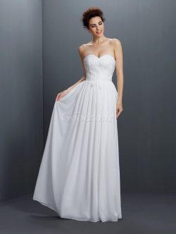 Robe de soirée avec zip de col en cœur longueur au niveau de sol a-ligne avec chiffon – Go ...