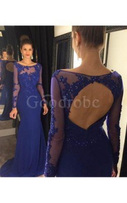 Robe de soirée delicat brillant de sirène au niveau de cou de traîne courte – GoodRobe