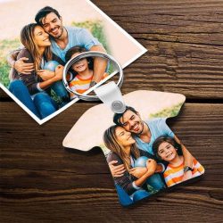 Custom Wooden Photo Keychain T-Shirt Shape