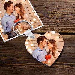 Custom Wooden Photo Keychain Heart Shape