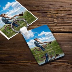 Custom Wooden Photo Keychain Square Shape