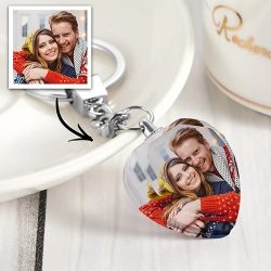 Custom Photo Keychain Crystal Heart