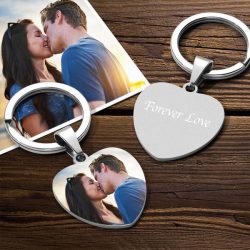 Custom Color Printing Photo Keychain Heart Shape