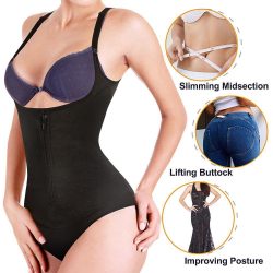 ELEADY Women Latex Waist Trainer Bodysuit Slim Zipper