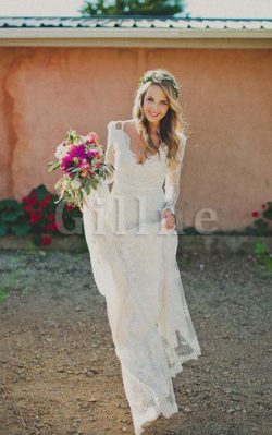 Abito da Sposa con Piega Moderno Romantico in Pizzo in Tulle – Gillne.it