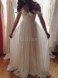 Abito da Sposa Principessa A Terra Senza Maniche in Chiffon con Perline – Gillne.it