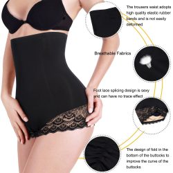 ELEADY Women Tummy Control Panties High Waist Girdle Slimmer Lace Briefs Underwear