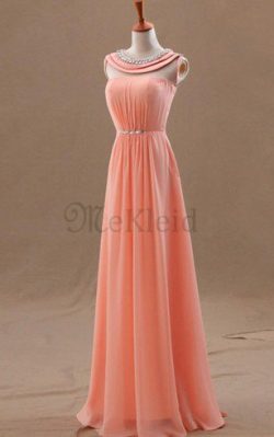 Prinzessin Empire Taille Perlenbesetztes Schaufel-Ausschnitt Bodenlanges Abendkleid – MeKl ...