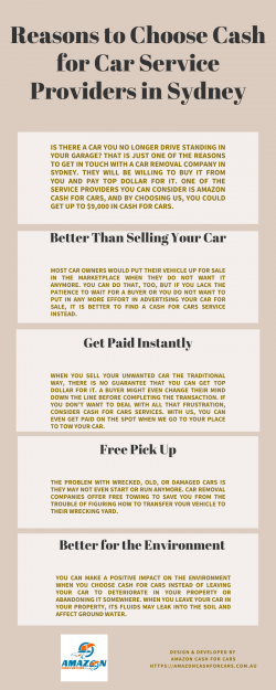 Reasons to Choose Cash for Car Service Providers in Sydney