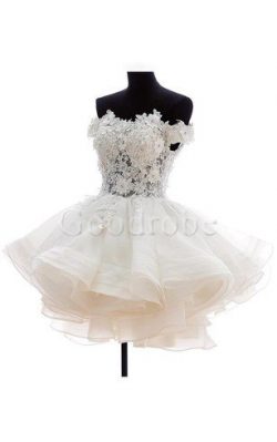 Robe de mariée courte nature facile appliques boutonné – GoodRobe