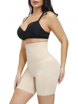 Skin Color High Rise Butt Lifter Solid Color Seamless Shapewear Slimming Waist