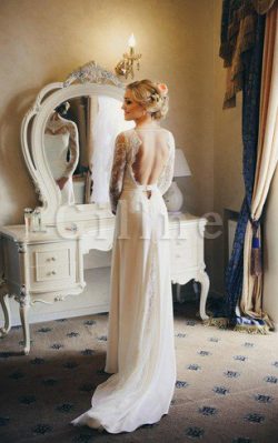 Abito da Sposa A-Line con Nastro in Chiffon Elegante con Fusciacca – Gillne.it