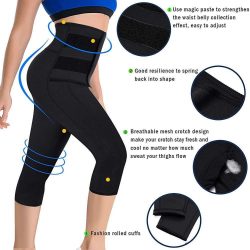 ELEADY Women Sauna Yoga Pants Capris with Waist Trainer Belt