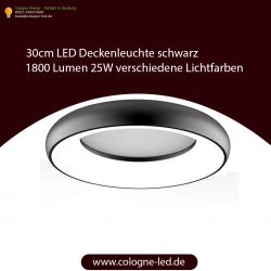 30cm LED Deckenleuchte schwarz 1800 Lumen 25W verschiedene Lichtfarben